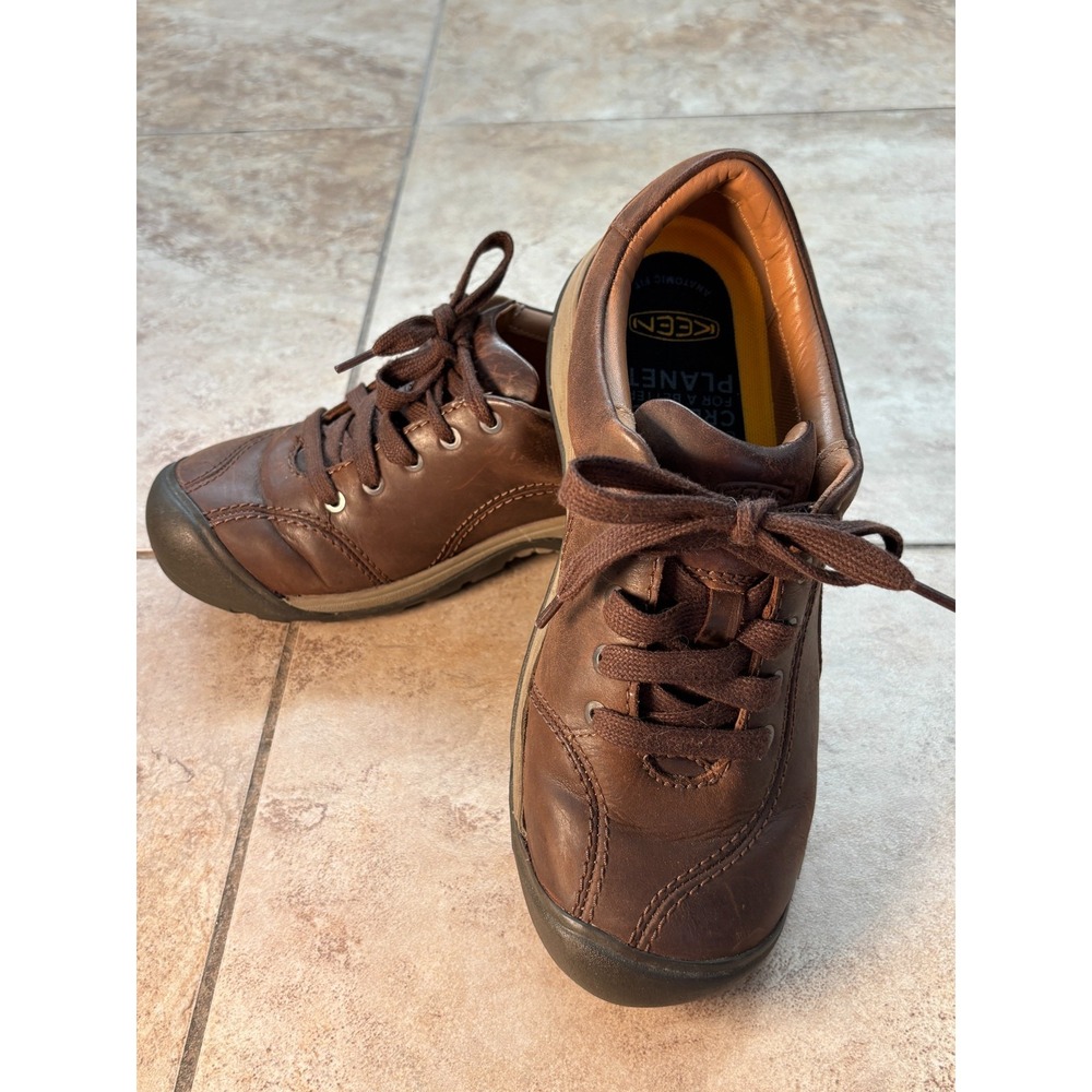 KEEN Presidio Oxford Brown Leather Lace Up Walking Shoes Womens 7.5 1018518